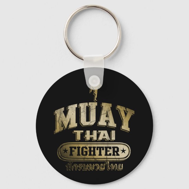 Gold Muay Thai Fighter Schlüsselanhänger (Vorderseite)