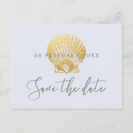 Gold Muschel Imitate Foil Beach Hochzeit Save the  Ankündigungspostkarte