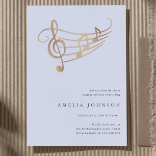 Gold Music Notes Classy Minimal Concert Invitation