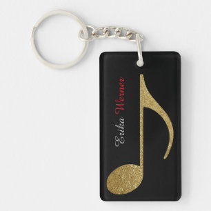 Gold Musical Note avec nom et initiales noir