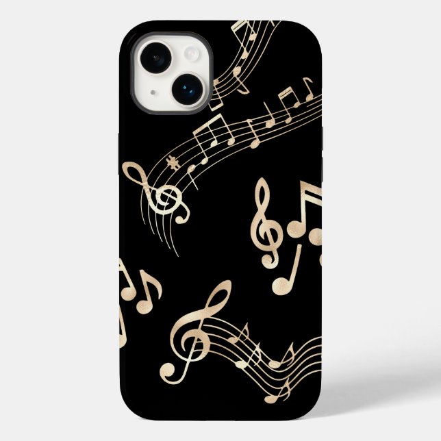 Gold-Musiknoten auf schwarz Case-Mate iPhone 14 Plus Hülle (Rückseite)