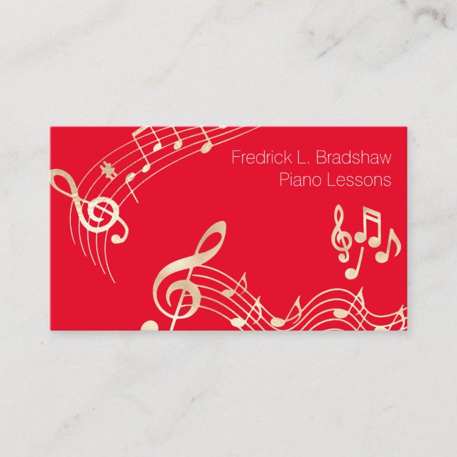 Gold-Musiknoten in Red Visitenkarte (Vorderseite)