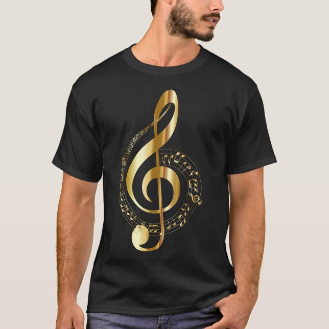 Gold Musiknoten T-Shirt (Vorderseite)