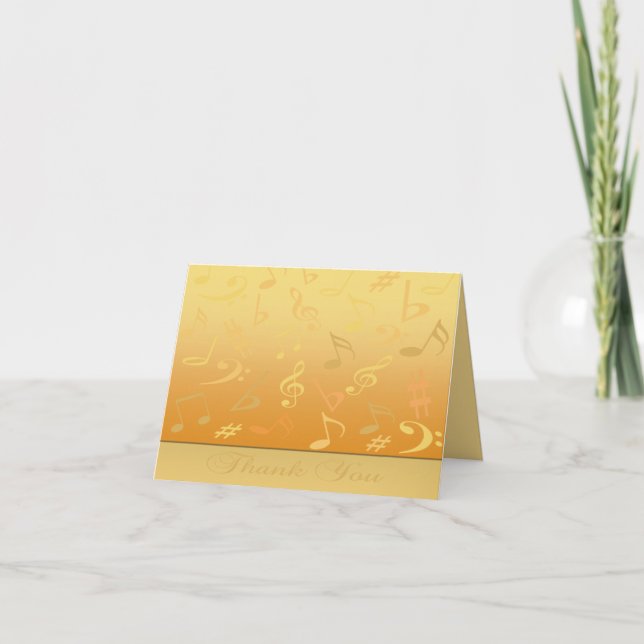 Gold Musiknoten Vielen Dank Dankeskarte (Vorderseite)