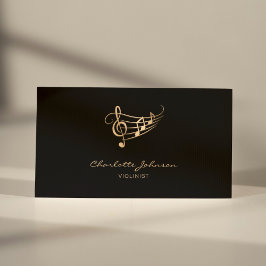 Gold Musiknoten Wavy Stave Violinist Elegant Visitenkarte