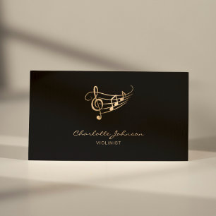 Gold Musiknoten Wavy Stave Violinist Elegant Visitenkarte