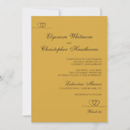 Gold Mustard Elegant Chic Calligraphy Wedding Einladung