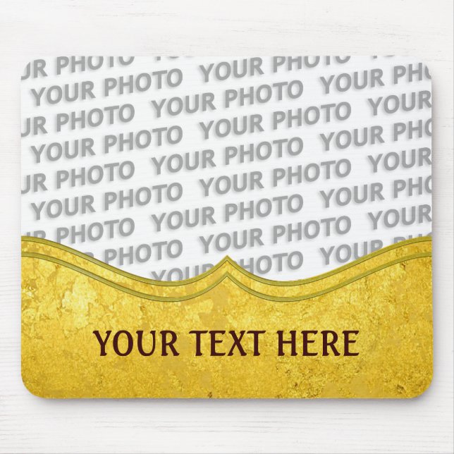 GOLD-Muster / Goldblatt + Foto & Text Mousepad (Vorne)