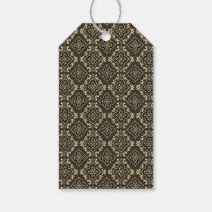 Gold n Brown Geometric Pattern / Indische Printwer Geschenkanhänger