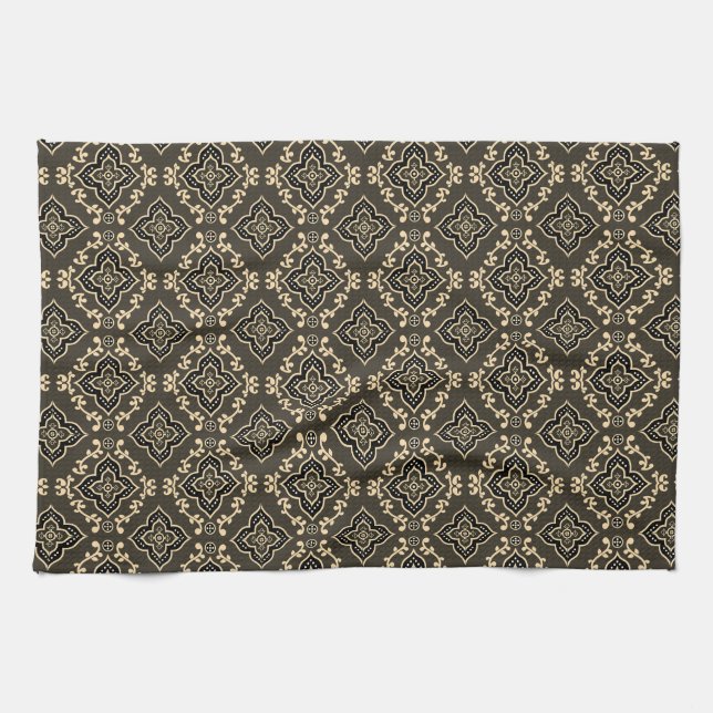 Gold n Brown Geometric Pattern / Indische Printwer Geschirrtuch (Horizontal)