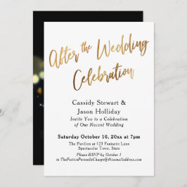 Gold nach der Hochzeitsfeier, Bokeh Black Einladung