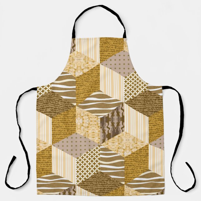 Gold nahtlose Patchwork-Muster. Vintager Illustrat Schürze (Vorderseite)