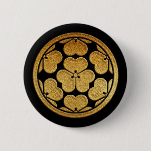 Gold Nanatsu Katabami Kamon Button