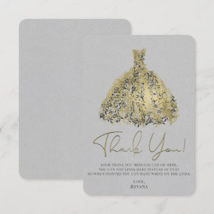 Gold Natural Gray Modern Botanic Dress Danke Einladung