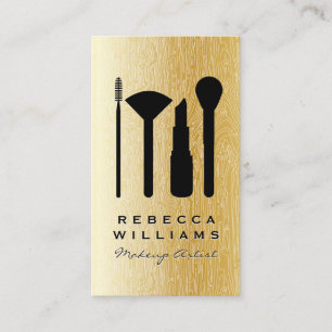 Gold Natural Lines Background Makeup Set Visitenkarte