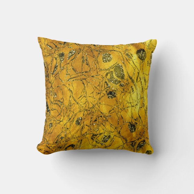 Gold Nature Glitzer Funkelnd Senf Gren Abstrakt Kissen (Vorderseite)