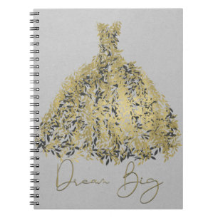 Gold Naturgrau Modernes Botanisches Kleid Träum Gr Notizblock