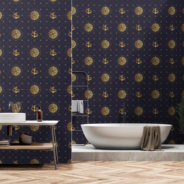 Gold Nautical Tapete (Badezimmer)