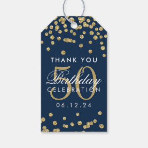 Gold Navy 50. Geburtstag Vielen Dank Glitzer Confe Geschenkanhänger