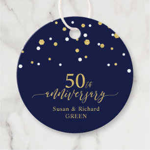 Gold & Navy 50. Hochzeitsjubiläums-Feier Fa Geschenkanhänger