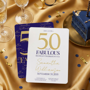 Gold Navy 50 und Fantastisch 50. Geburtstag Schl Einladung