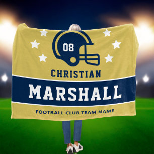 Gold Navy Benutzerdefinierte Football Name Nummer Fleecedecke