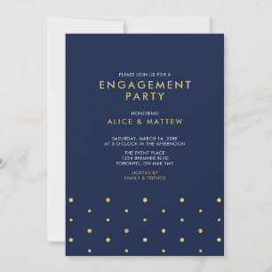 Gold & Navy Blau   Chic Moderne Verlobungsparty Einladung