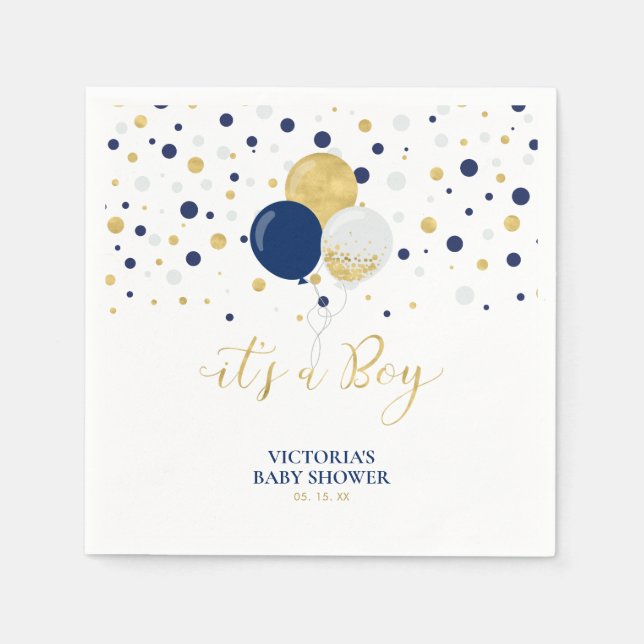 Gold & Navy Blau Es ist eine Baby-Dusche Napkins Serviette (Vorderseite)