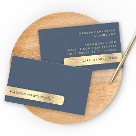 Gold Navy Blau Moderne einfache, elegante Brushed  Visitenkarte