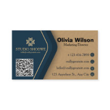 Gold Navy Blau Modernes Elegantes Visitenkartendes