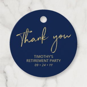 Gold & Navy Blau Ruhestandsfeier Danke Favor Geschenkanhänger