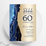 Gold Navy Blue Agate Überraschung 60. Geburtstag Einladung<br><div class="desc">Navy Blau und Gold überraschen 60. Geburtstagsfeier Einladung. Elegantes modernes Design mit königsblauen Aquarellfarben,  marmorgeode Hintergrund,  Imitate Glitzer Gold und Typografie Drehbuch Schriftart. Die trendige Einladungskarte eignet sich perfekt für eine stilvolle Damenfeier. Gedruckte Zazzle Einladungen oder Sofortdownload digitalen druckbaren Vorlage.</div>