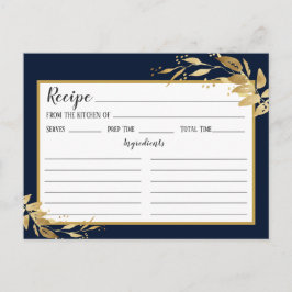 Gold Navy Blue Botanical Foliage Reciage Card Postkarte