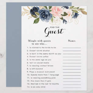 Gold Navy Blue Brautparty Finden Sie das Gast Game