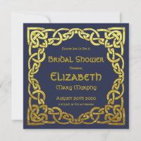 Gold & Navy Blue Celtic Knot Einladung