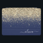 Gold Navy Blue Glitzer Script Monogram Girl Name iPad Pro Cover<br><div class="desc">Gold und Navy Blue Imitats Foil Metallic Sparkle Glitzer Script Monogram Name Laptop Case. Das macht den perfekten 16 Geburtstag,  Hochzeit,  Brautparty,  Jubiläum,  Babydusche oder Junggeselinnen-Abschied Geschenk für jemanden,  der Lieben glamourösen Luxus und schicke Stile.</div>