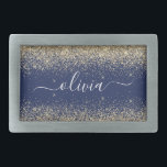 Gold Navy Blue Glitzer Script Monogram Girl Name Rechteckige Gürtelschnalle<br><div class="desc">Navy Blau und Gold Sparkle Glitzer Script Monogram Name Gürtelschnalle. Das macht den perfekten Abschluss,  süß 16 16.,  18.,  21.,  30.,  40.,  50.,  60.,  70.,  80.,  90.,  100. Geburtstag,  Hochzeit,  Brautparty,  Jubiläum,  Babydusche oder Junggeselinnen-Abschied Geschenk für jemanden,  der Luxus und Chic Stil Lieben glänze.</div>