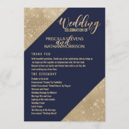 Gold Navy Blue Imitats Glitzer Sequin Wedding Prog Programm