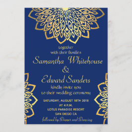 Gold Navy Blue Mandala Hochzeitseinladung Einladung