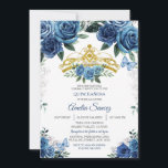 Gold & Navy Blue Mexican Mis Quince Einladung<br><div class="desc">Gold & Navy Blue Mexican Mis Quince EinladungMis Quince Anos,  15.</div>