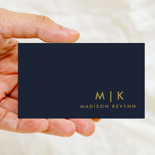 Gold Navy Blue Minimalistisch Modernes Beruflich Visitenkarte