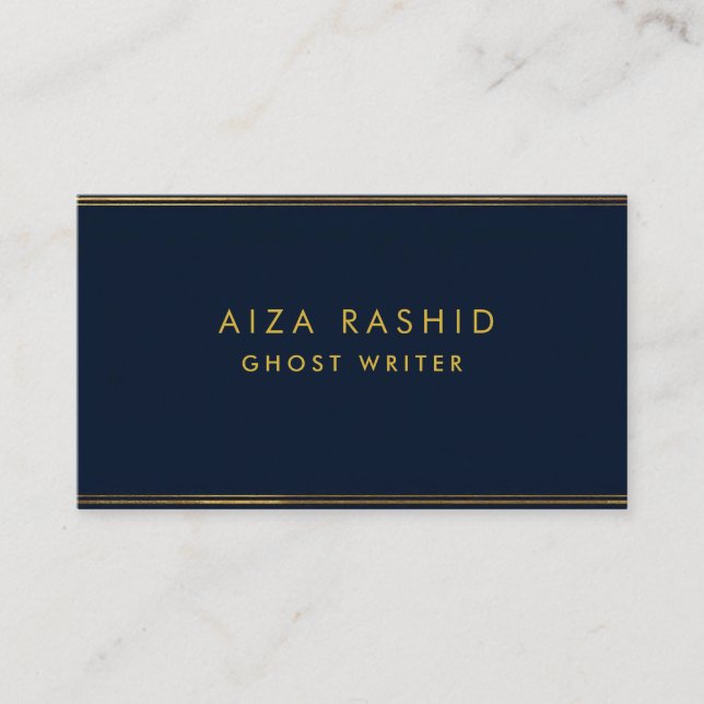 Gold Navy Blue | Minimalistisch Modernes Beruflich Visitenkarte (Vorderseite)