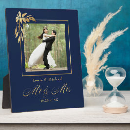 Gold Navy Blue Personalisiert Wedding Keepake Foto Fotoplatte