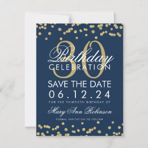 Gold Navy Blue Rett 30. Geburtstag Confetti Save The Date