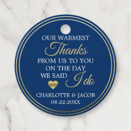 GOLD Navy Blue Wedding Herz herzlich Vielen Dank Geschenkanhänger