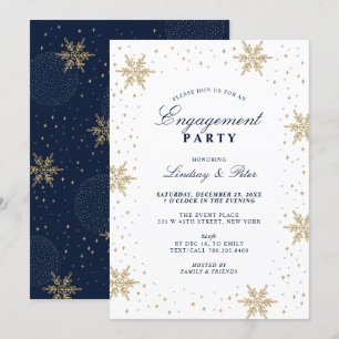 Gold & Navy Blue Winter Weihnachtsbummel Party Einladung