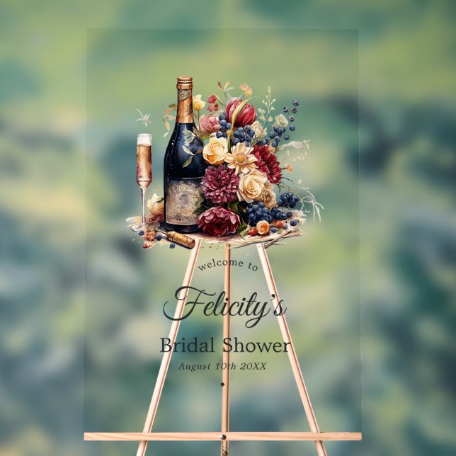 Gold, Navy & Burgund Wein Degustation Brautparty Acrylschild (Neutral)