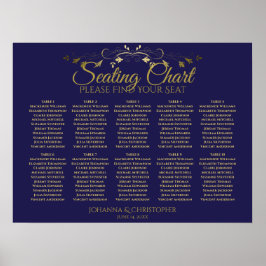 Gold & Navy Einfache 10 Tische Hochzeitskarte Poster
