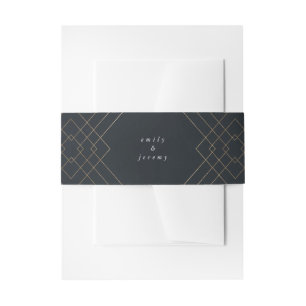 Gold Navy Elegance Diamond Geo Deko Wedding Einladungsbanderole