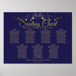 Gold & Navy Elegante 7 Tafelsitzkarten Poster